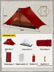 Lanshan 2 Ultralight Tent Backpacking Pole Tent