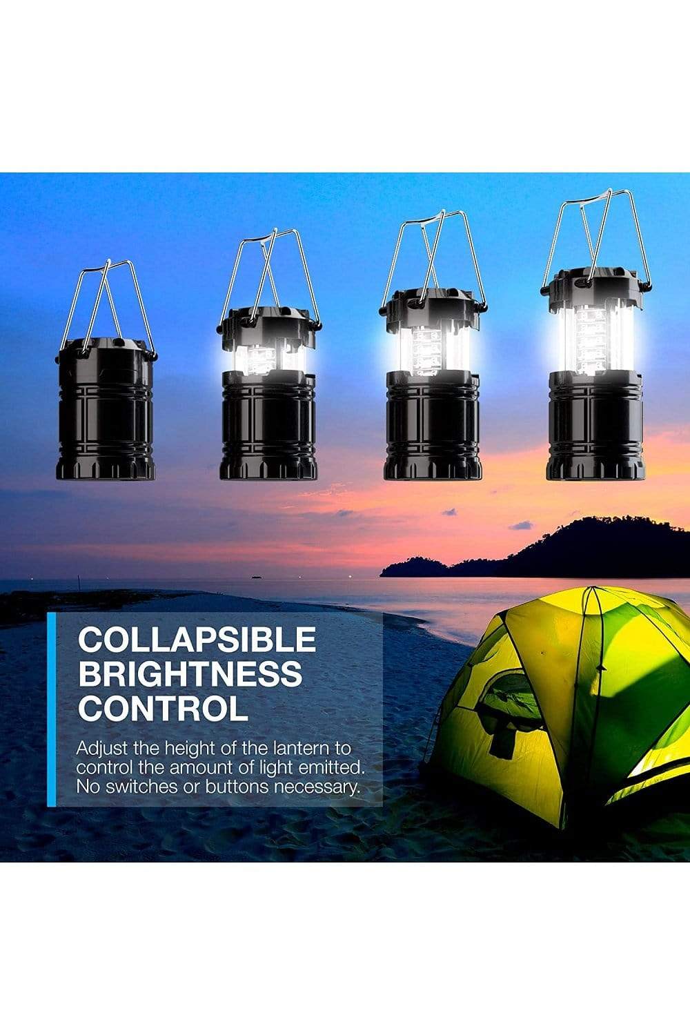 Portable LED Camping Lantern (2 Packs) Camping Lantern Black LanShanSPORTS